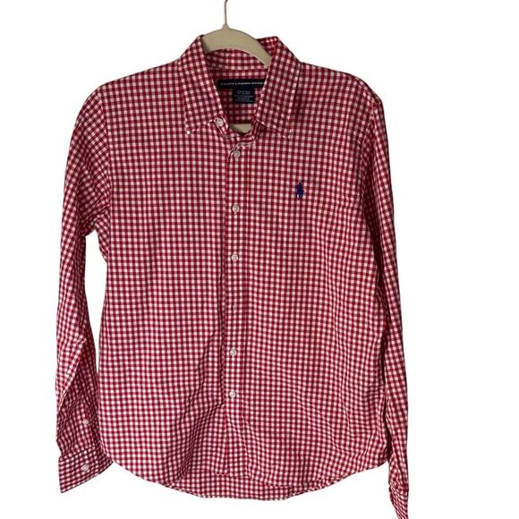 Ralph Lauren Sport Red Checkered Shirt L (Kids) - Picture 1 of 8